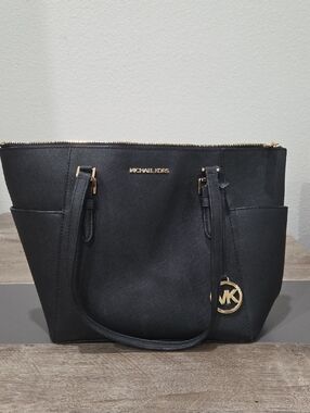 Michael Kors Black Saffiano Tote with Gold Hardware